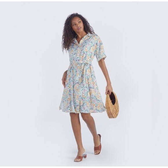 Summersalt The Do It All Belted Shirtdress in Wildflower Fields Print Size M - Picture 1 of 10